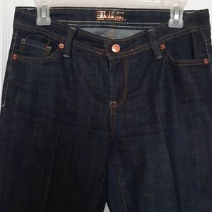 Dark blue denim straight leg jeans